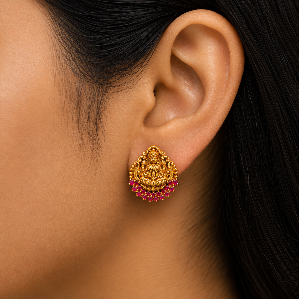 🪷 Lakshmi Ruby Studs - 6.200 GM