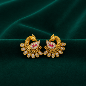 🦚 Ruby CZ Peacock Studs - 4.630 GM