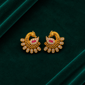 🦚 Ruby CZ Peacock Studs - 4.630 GM