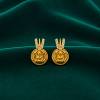 🪷 Lakshmi CZ Medallion Studs - 2.640 GM