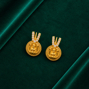 🪷 Lakshmi CZ Medallion Studs - 2.640 GM