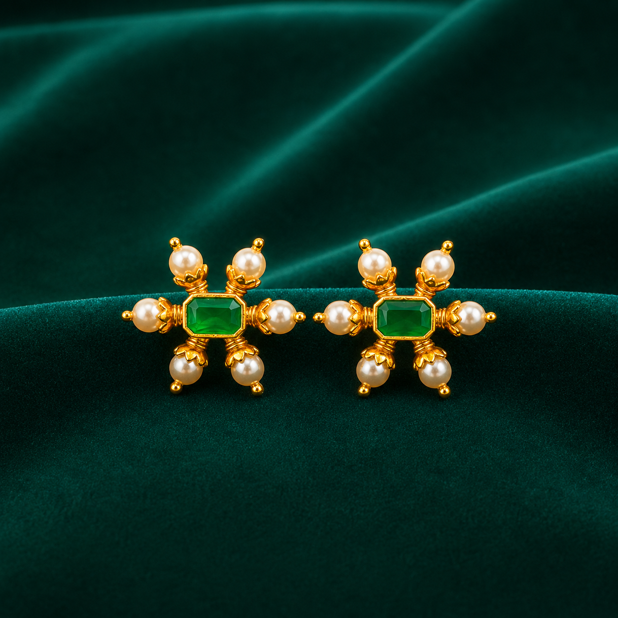💚 Emerald Pearl Studs - 4.779 GM
