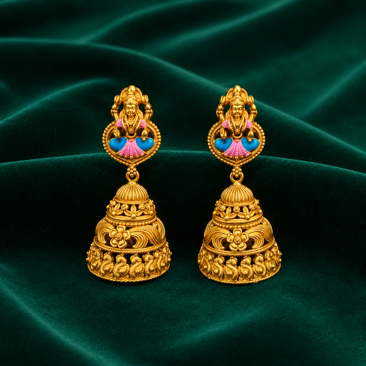🪷 Lakshmi Enamel Jhumkas  - 4.910 GM