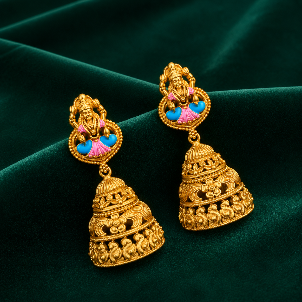 🪷 Lakshmi Enamel Jhumkas  - 4.910 GM