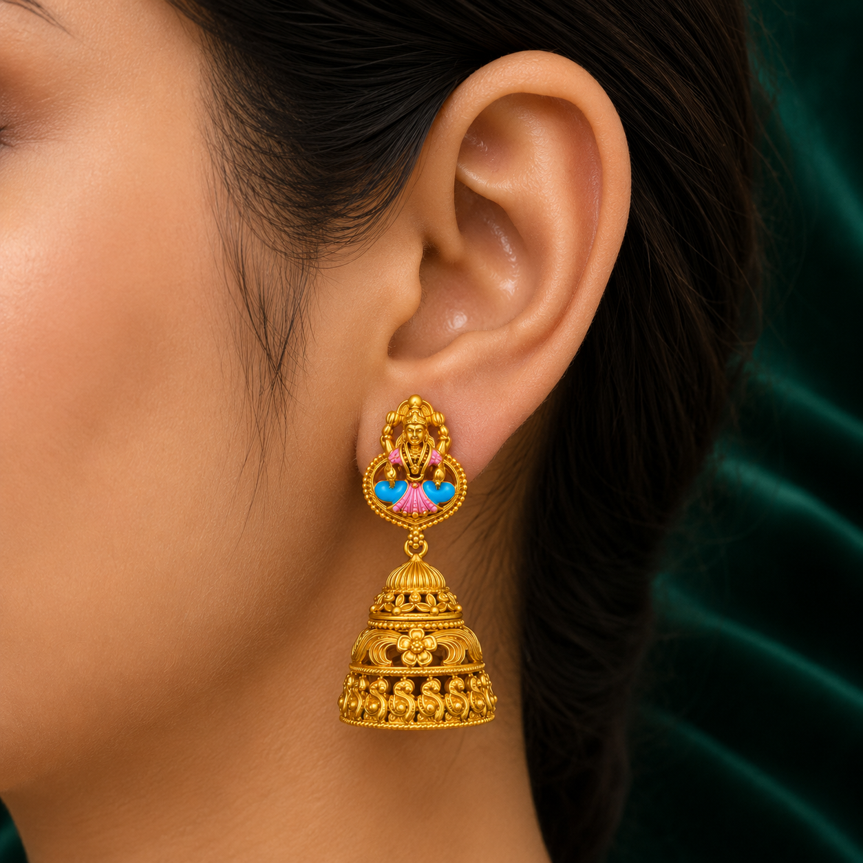 🪷 Lakshmi Enamel Jhumkas  - 4.910 GM