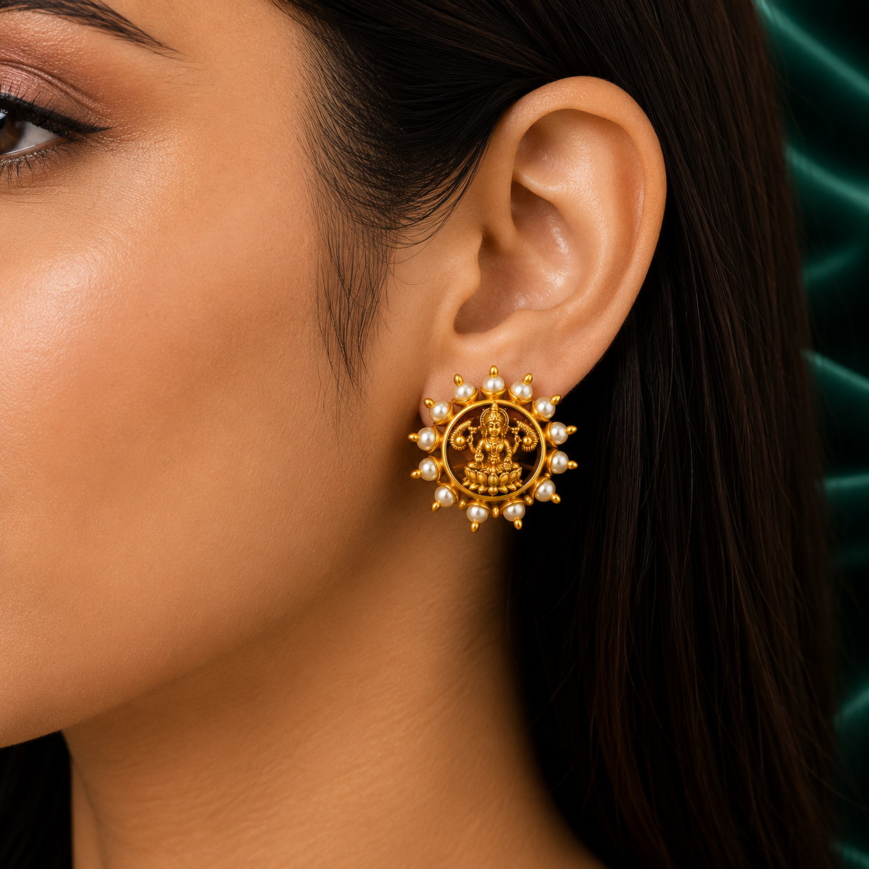 🪷 Lakshmi Pearl Studs - 7.534 GM