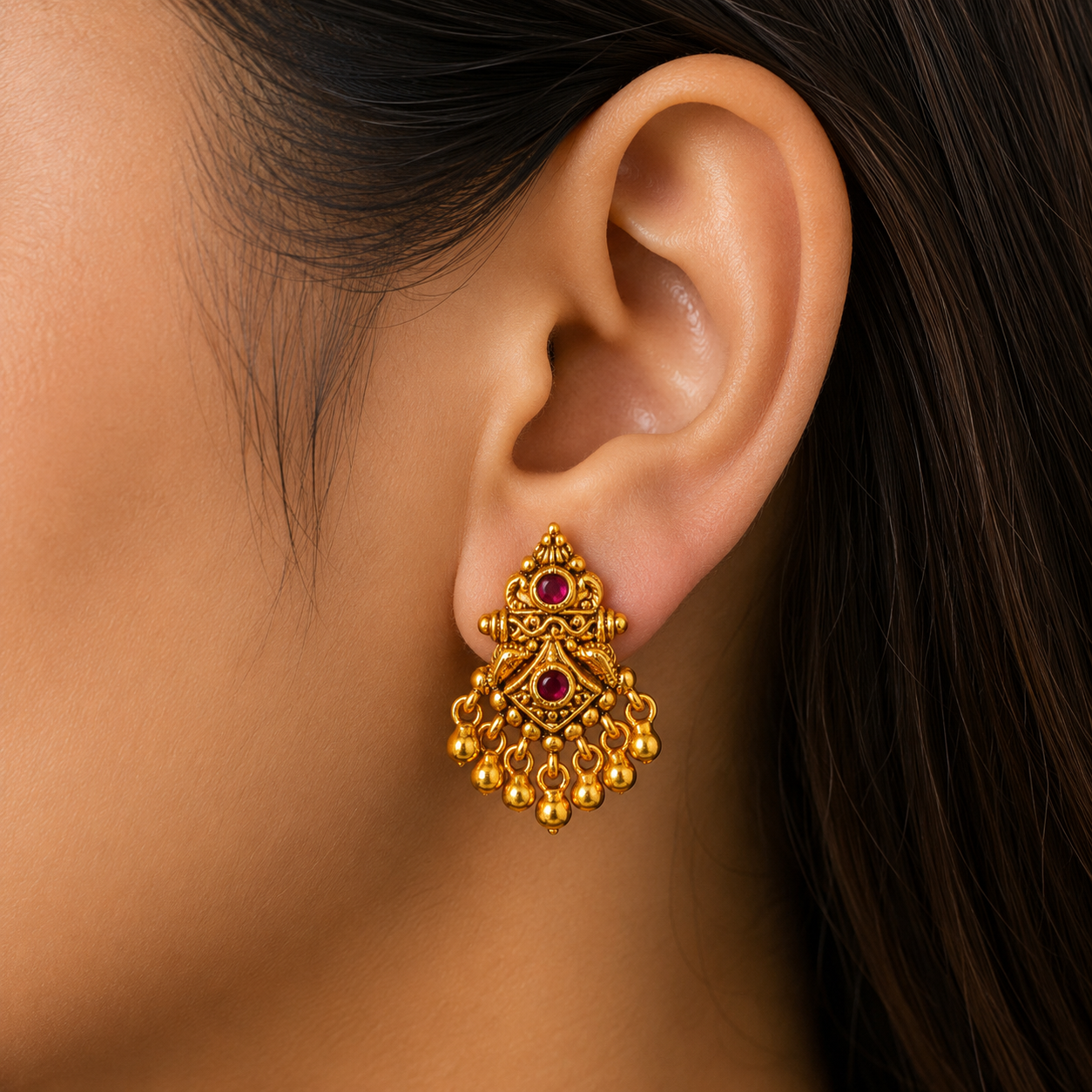 ❤️ Ruby Cascade Studs - 6.690 GM