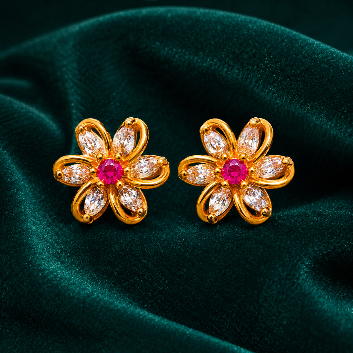 🌸 Ruby Bloom Studs - 4.625 GM