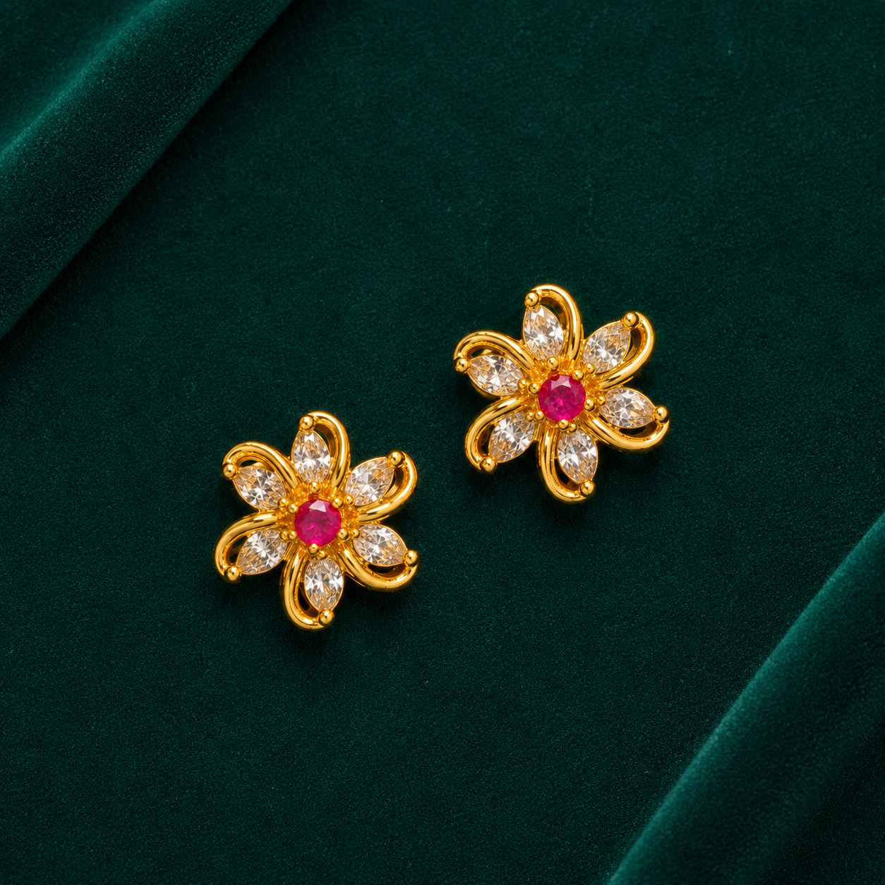 🌸 Ruby Bloom Studs - 4.625 GM