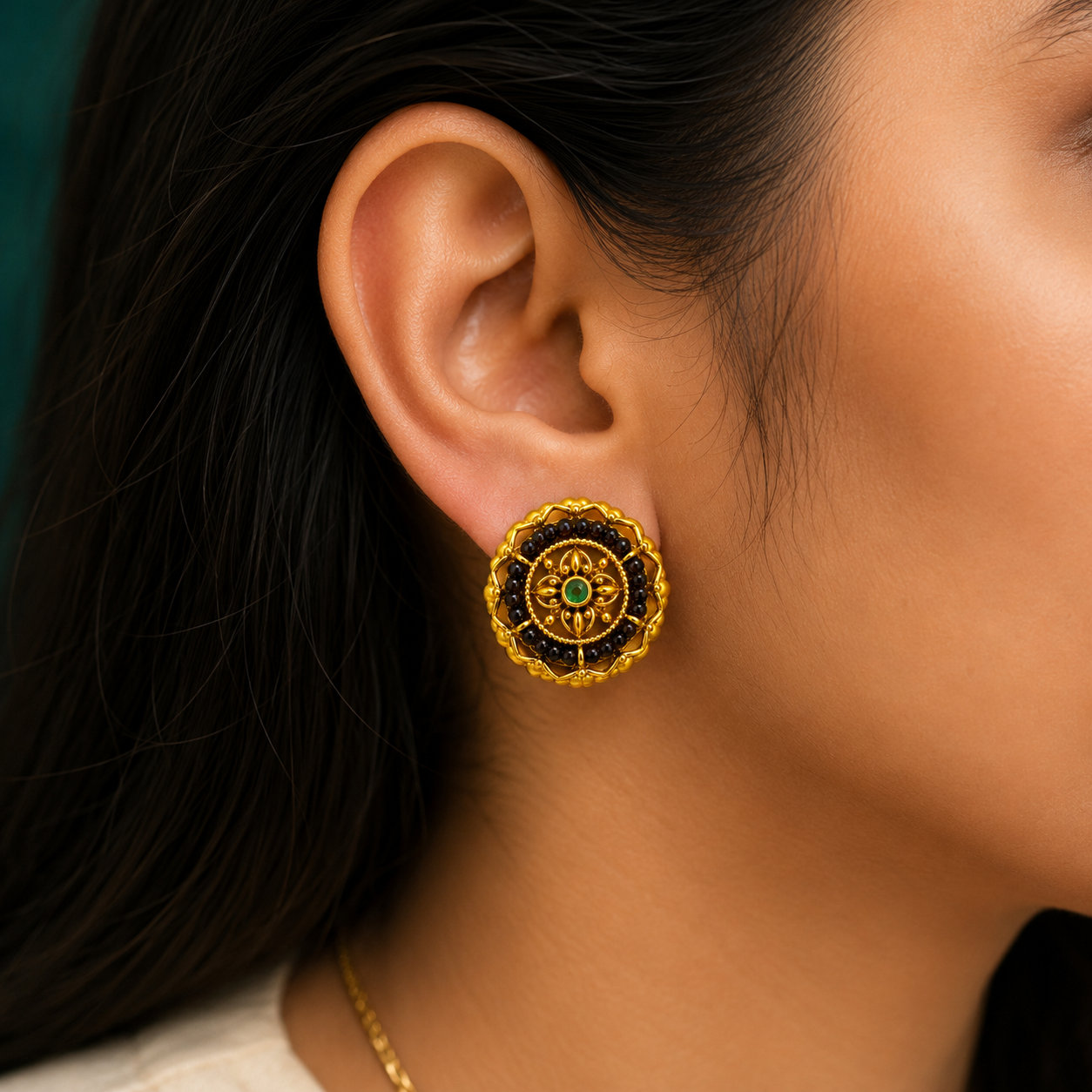 🖤 Emerald Onyx Studs - 5.340 GM