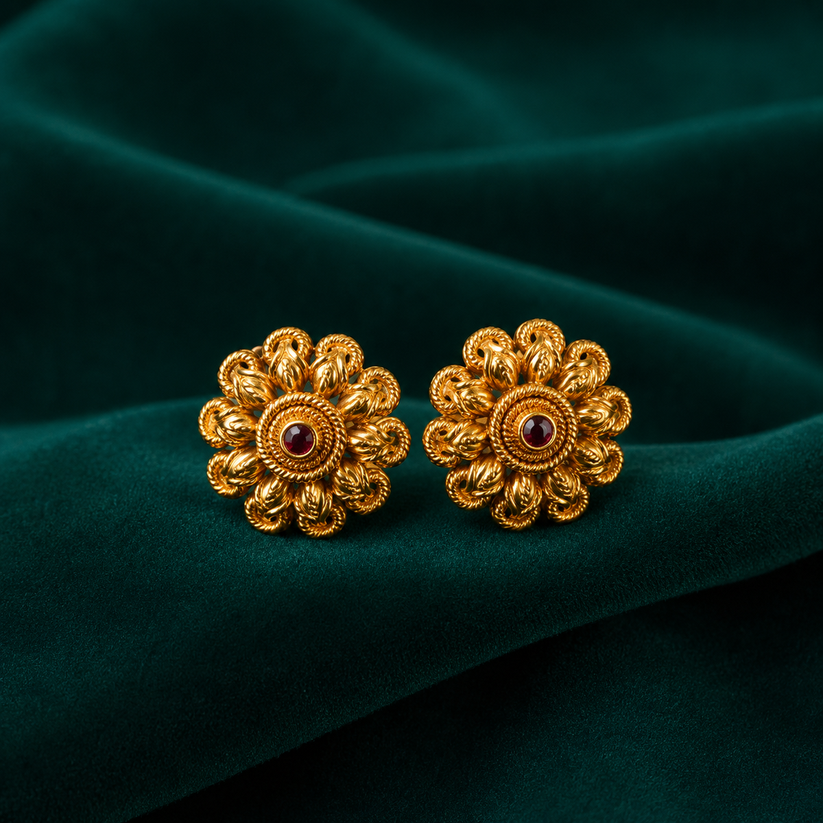 🌼 Ruby Blossom Studs - 3.840 GM