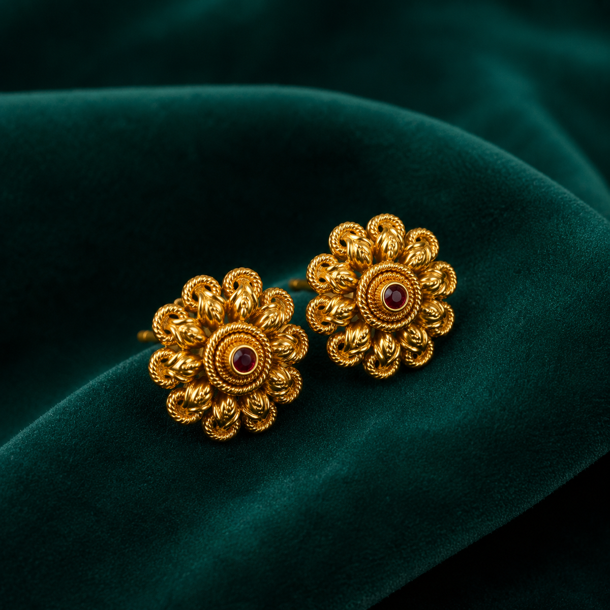 🌼 Ruby Blossom Studs - 3.840 GM