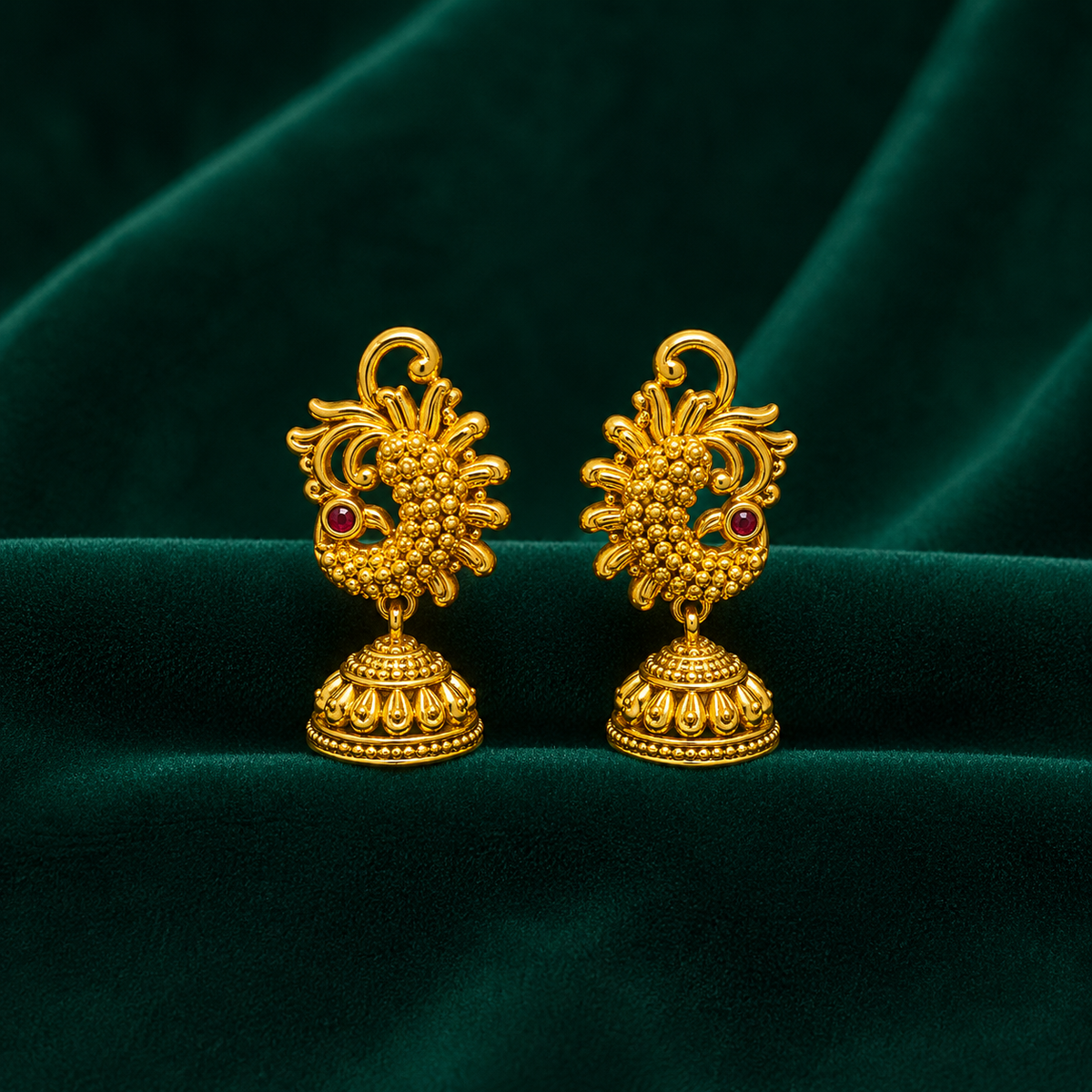 🦜 Peacock Dome Earrings - 9.020 GM