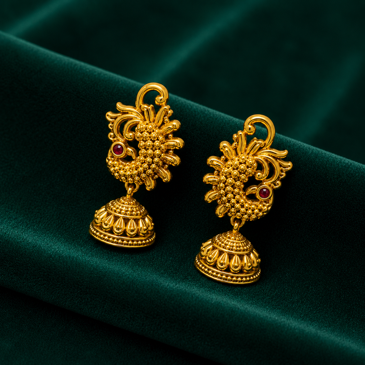🦜 Peacock Dome Earrings - 9.020 GM