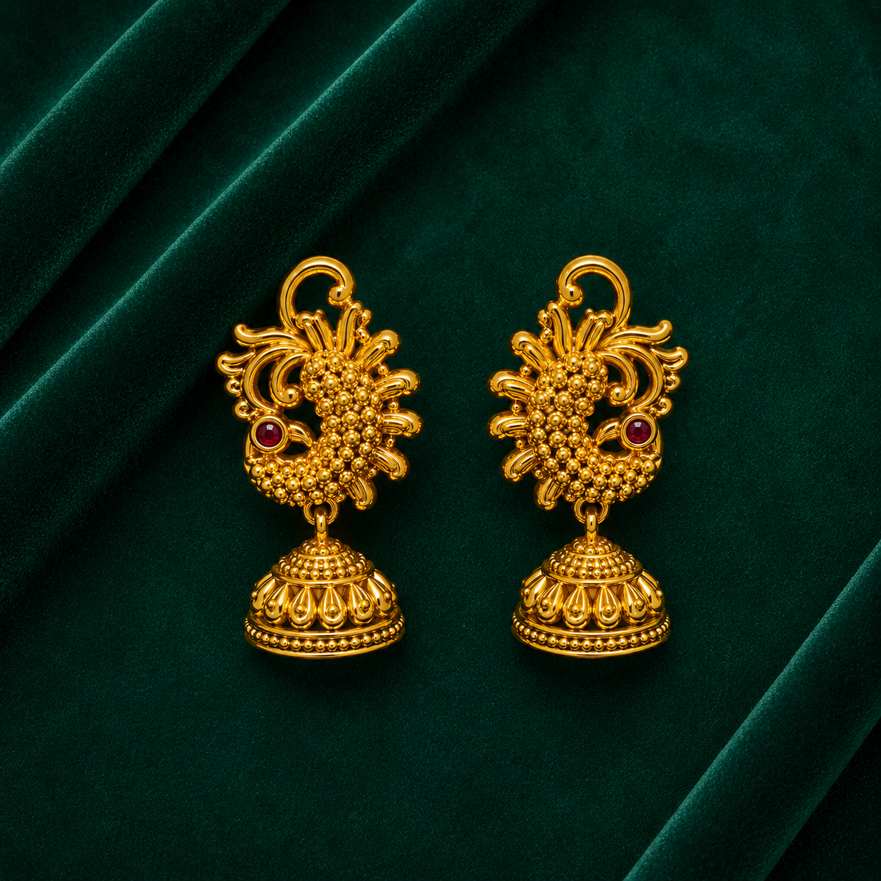 🦜 Peacock Dome Earrings - 9.020 GM