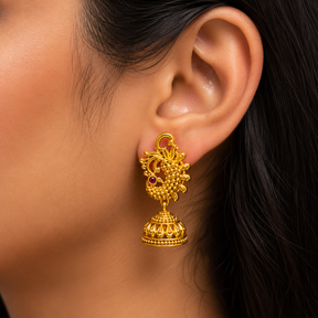 🦜 Peacock Dome Earrings - 9.020 GM