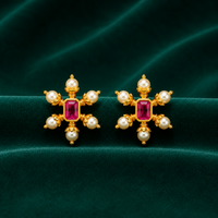 🌺 Ruby Pearl Studs -4.658 GM