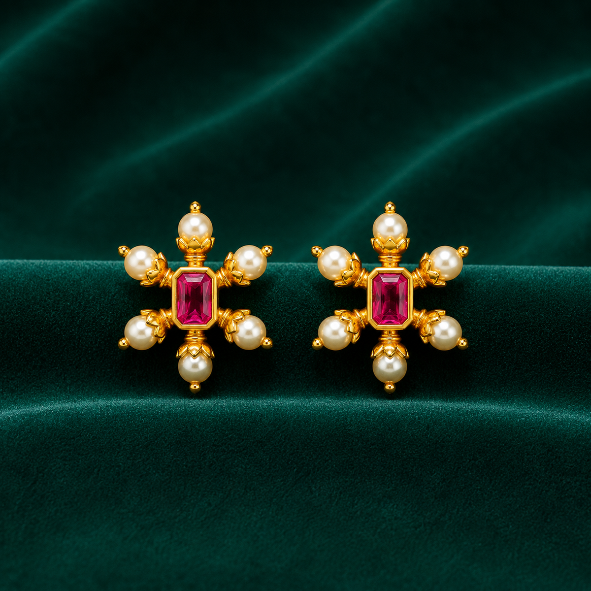 🌺 Ruby Pearl Studs -4.658 GM