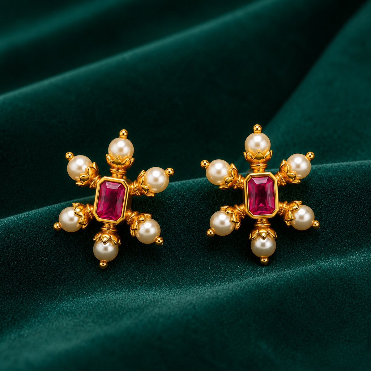 🌺 Ruby Pearl Studs -4.658 GM