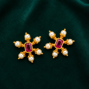 🌺 Ruby Pearl Studs -4.658 GM