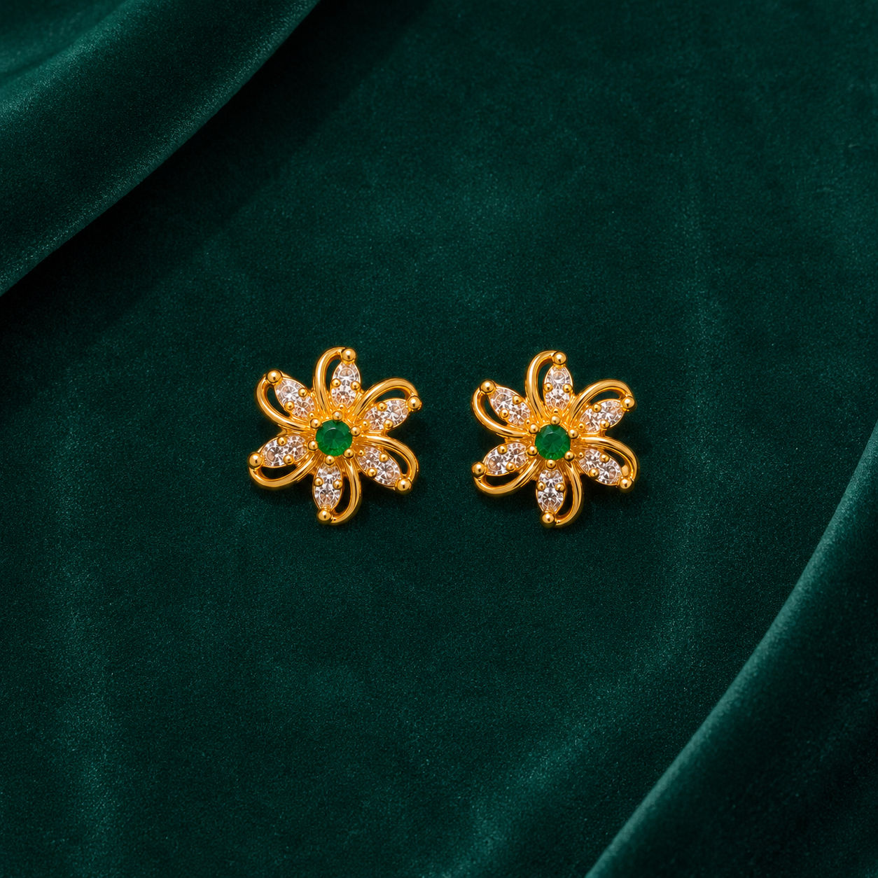 🌿 Emerald Bloom Studs - 4.620 GM