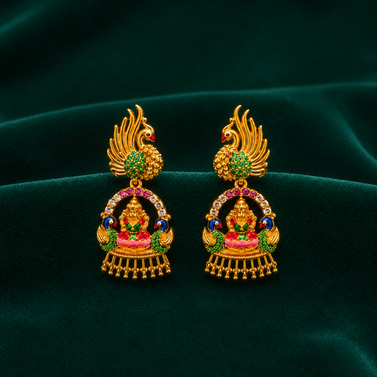🦚 Lakshmi Peacock Earrings - 7.835 GM