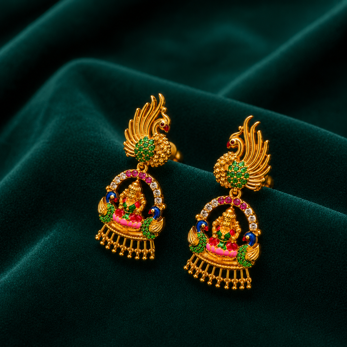 🦚 Lakshmi Peacock Earrings - 7.835 GM