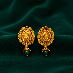 🦚 Peacock Temple Studs - 7.322 GM