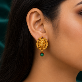 🦚 Peacock Temple Studs - 7.322 GM