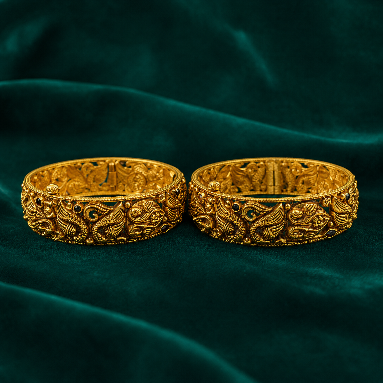 🦚 Peacock Heritage Bangles - 47.800 GM