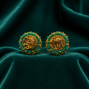 🐘 Maragatha Ganesha Studs -7.970GM