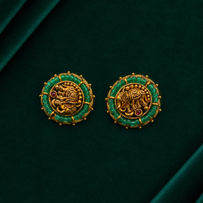 🐘 Maragatha Ganesha Studs -7.970GM