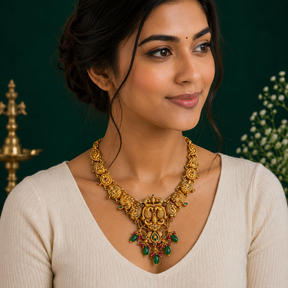 🦚 Peacock Temple Necklace - 24.450GM