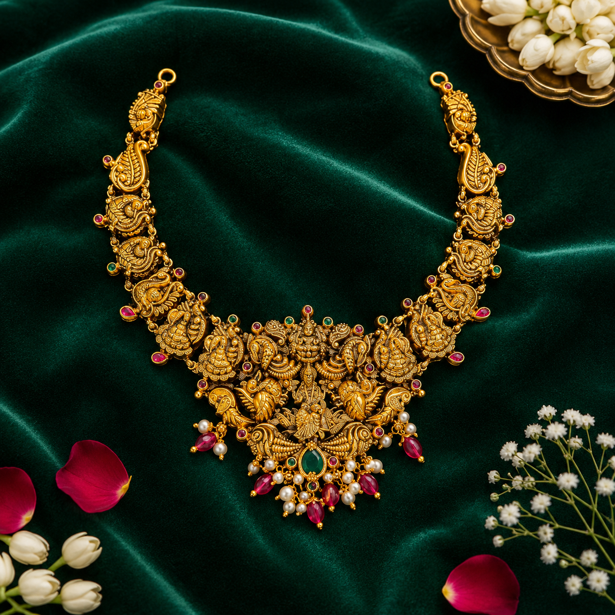 🦚 Lakshmi Peacock Necklace -35.070GM