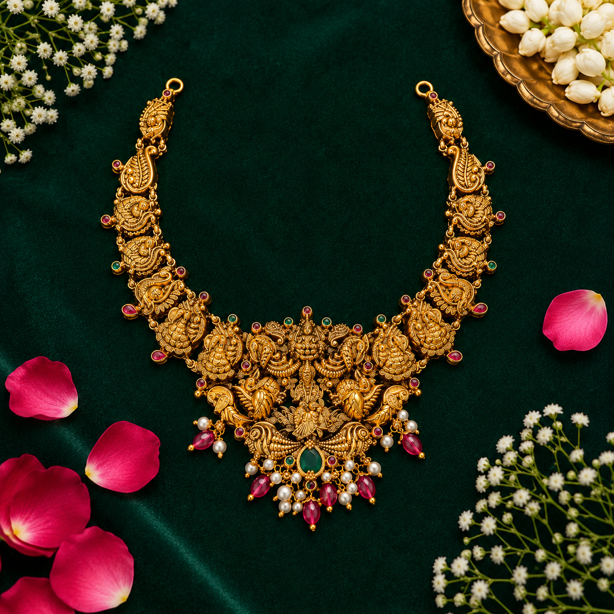 🦚 Lakshmi Peacock Necklace -35.070GM