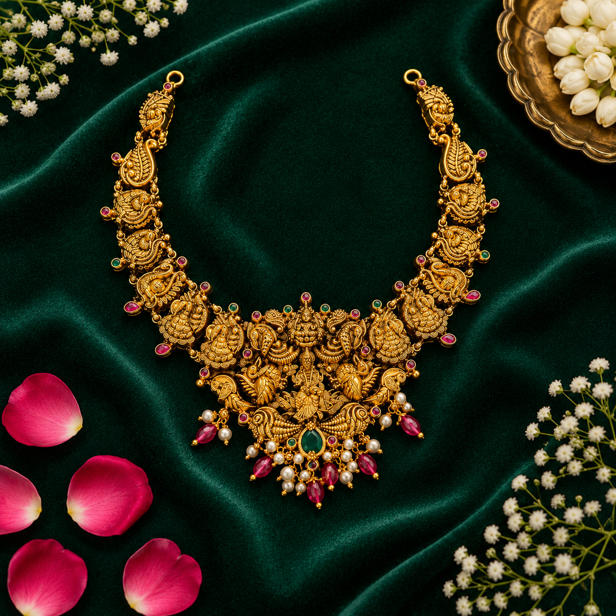 🦚 Lakshmi Peacock Necklace -35.070GM