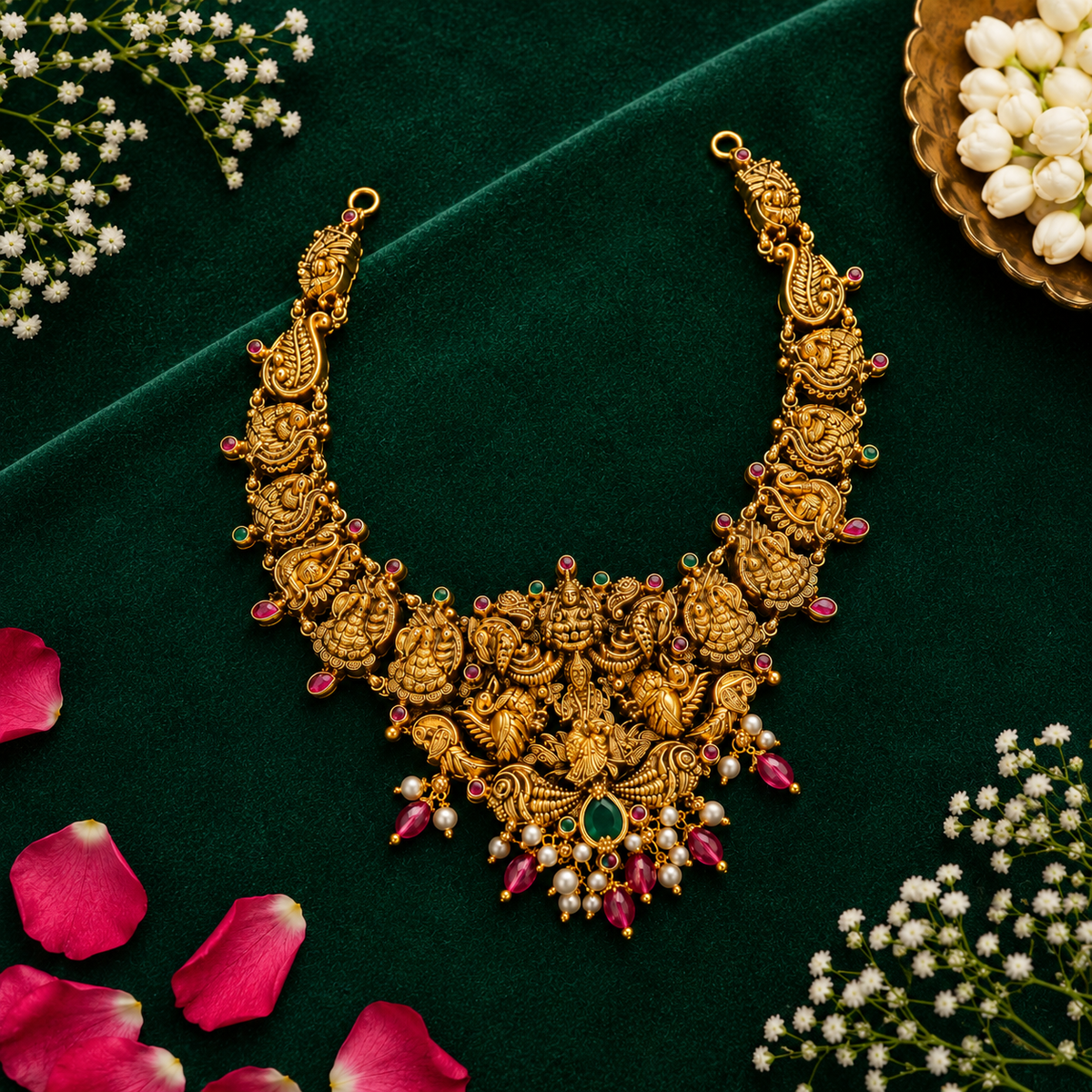 🦚 Lakshmi Peacock Necklace -35.070GM
