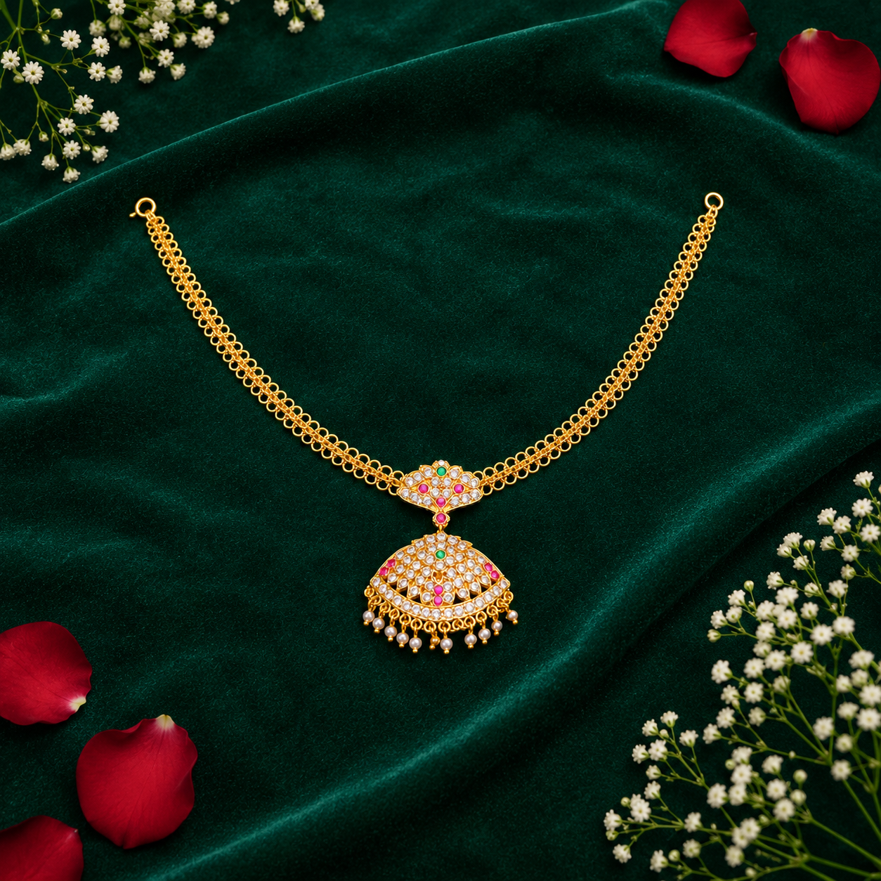 ✨ CZ Jhumka Pendant Necklace -32.030GM