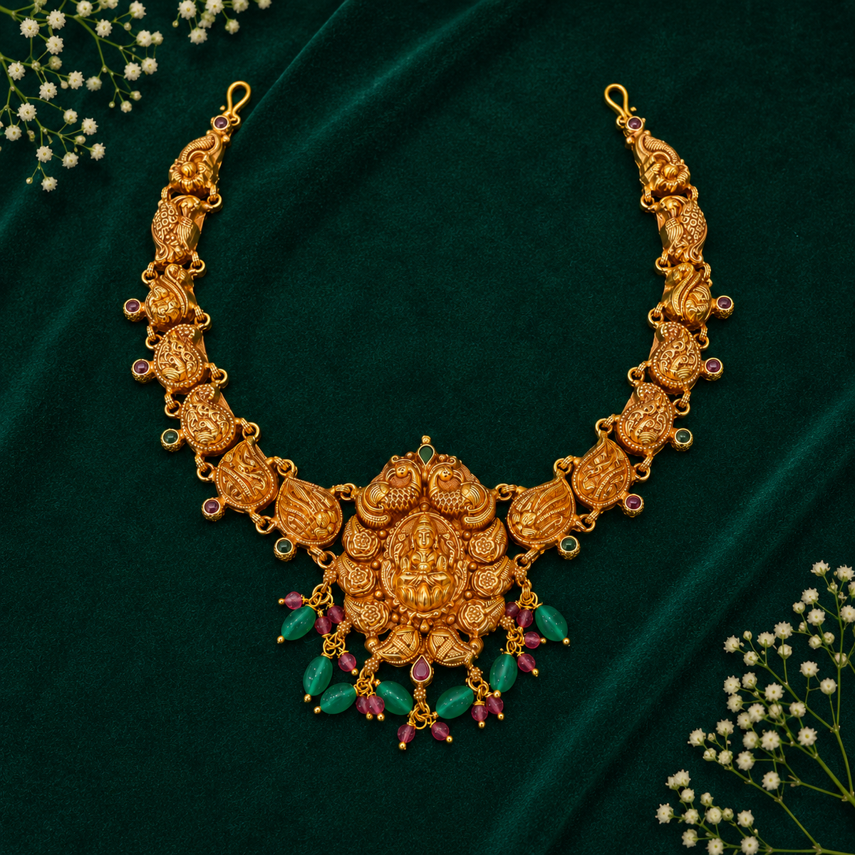 🪷 Lakshmi Peacock Necklace -22.500GM