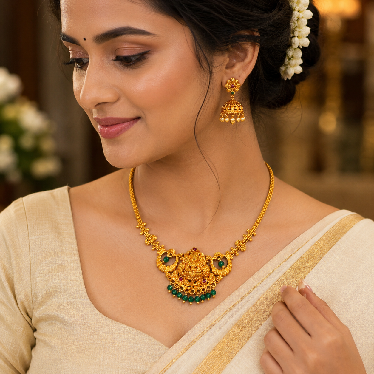 🪷 Shreemaragatha Necklace - 9.120GM