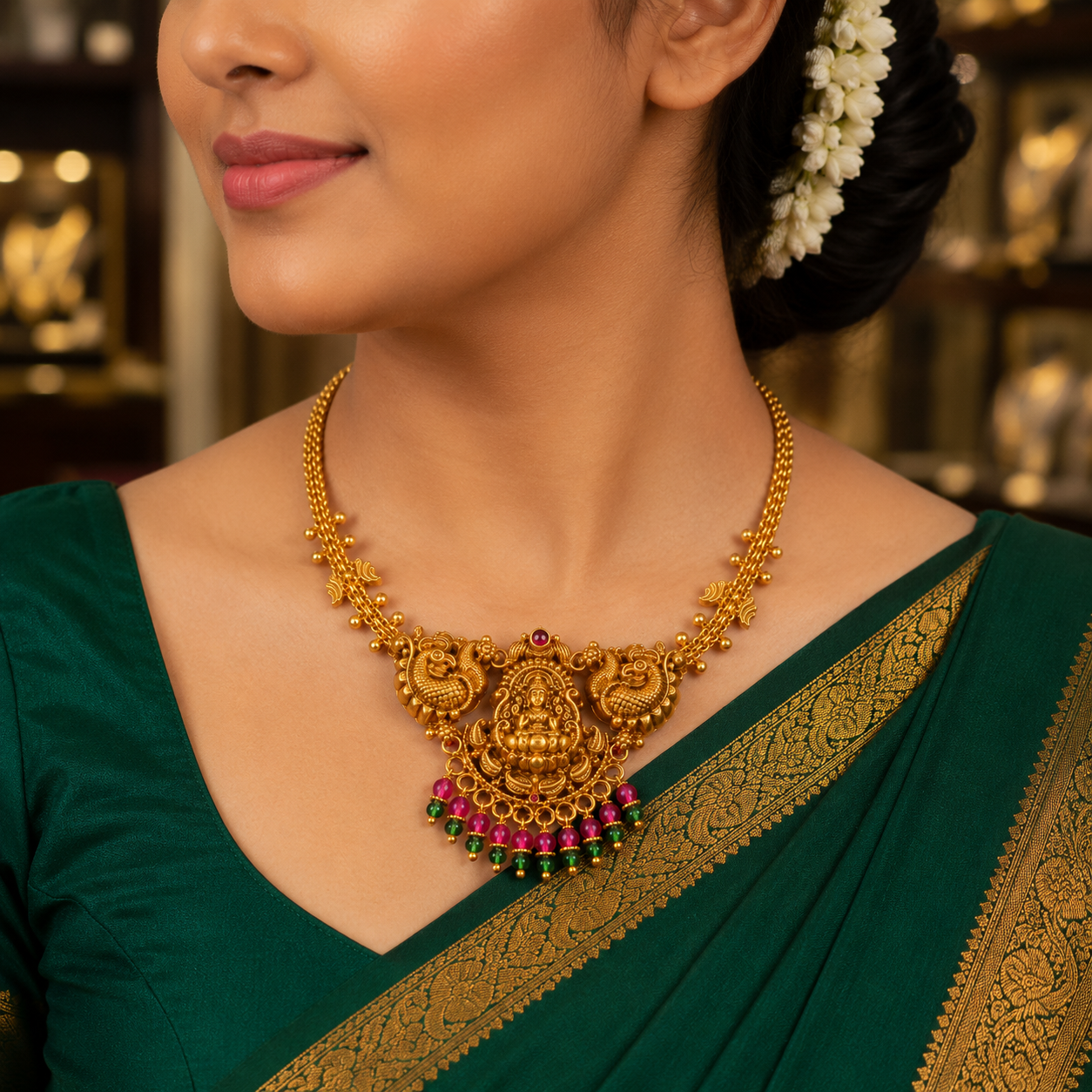 🦚 Padmashri Lakshmi Peacock Necklace - 10.998GM