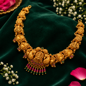 👑 Sharadambika Lakshmi Peacock Necklace - 20.980GM
