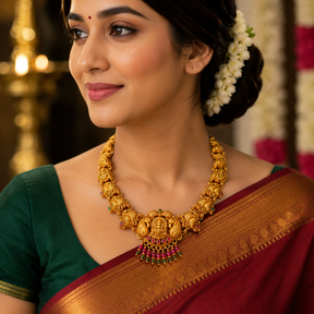 👑 Sharadambika Lakshmi Peacock Necklace - 20.980GM