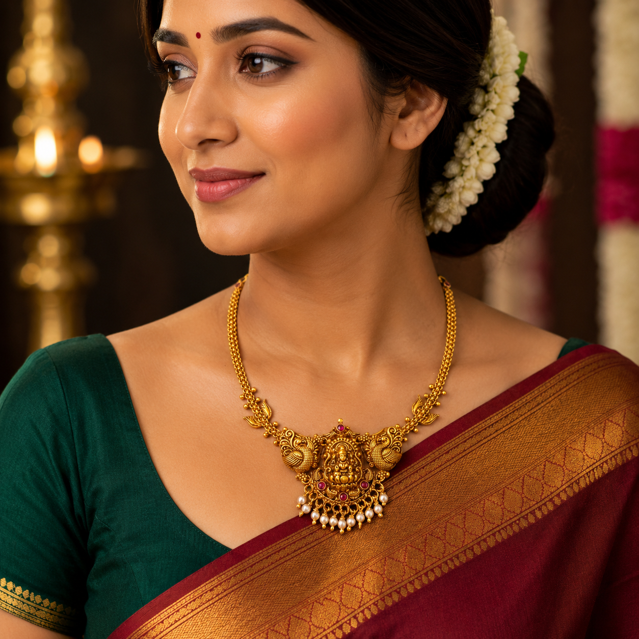 🦢 Muktambika Lakshmi Pearl Necklace - 11.250GM
