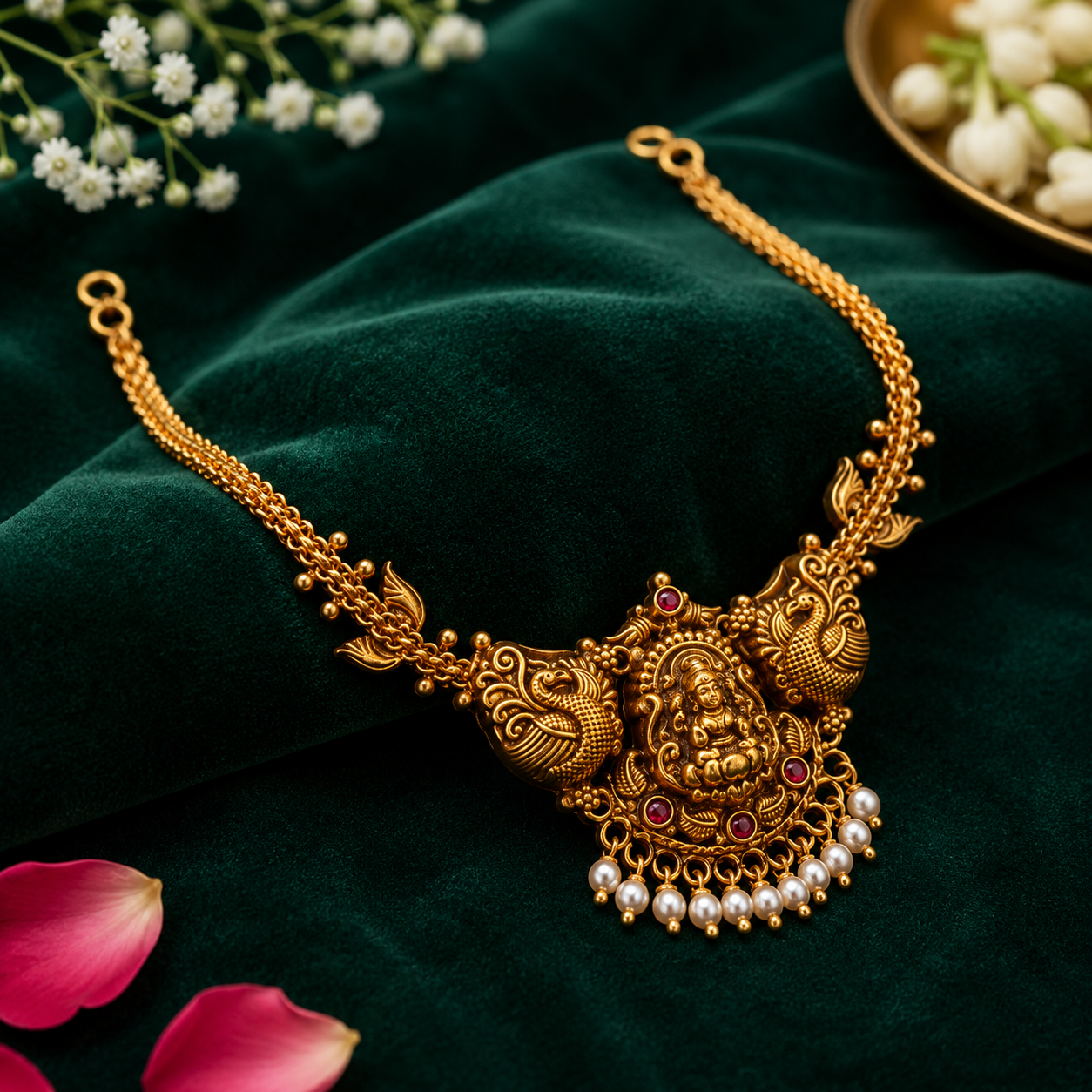 🦢 Muktambika Lakshmi Pearl Necklace - 11.250GM