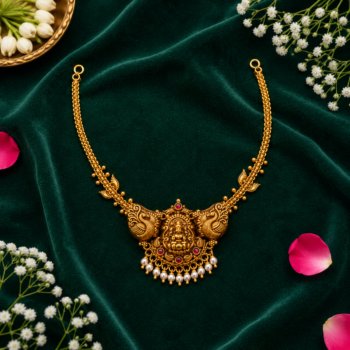🦢 Muktambika Lakshmi Pearl Necklace - 11.250GM