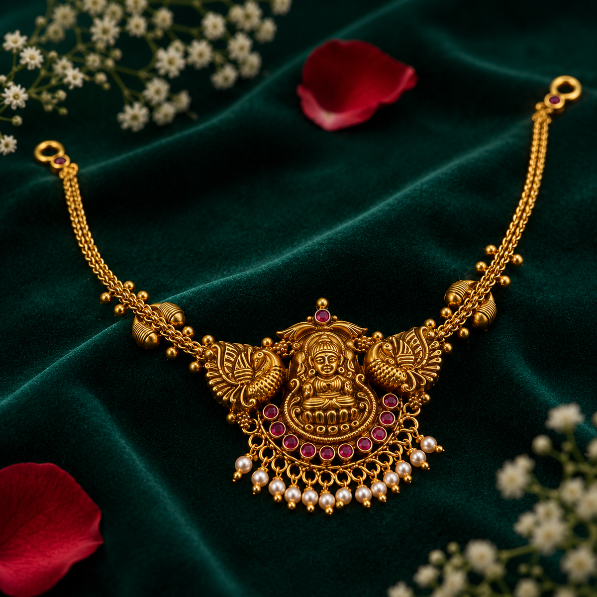 🌼 Kamalapriya Lakshmi Pearl Necklace - 13.655GM