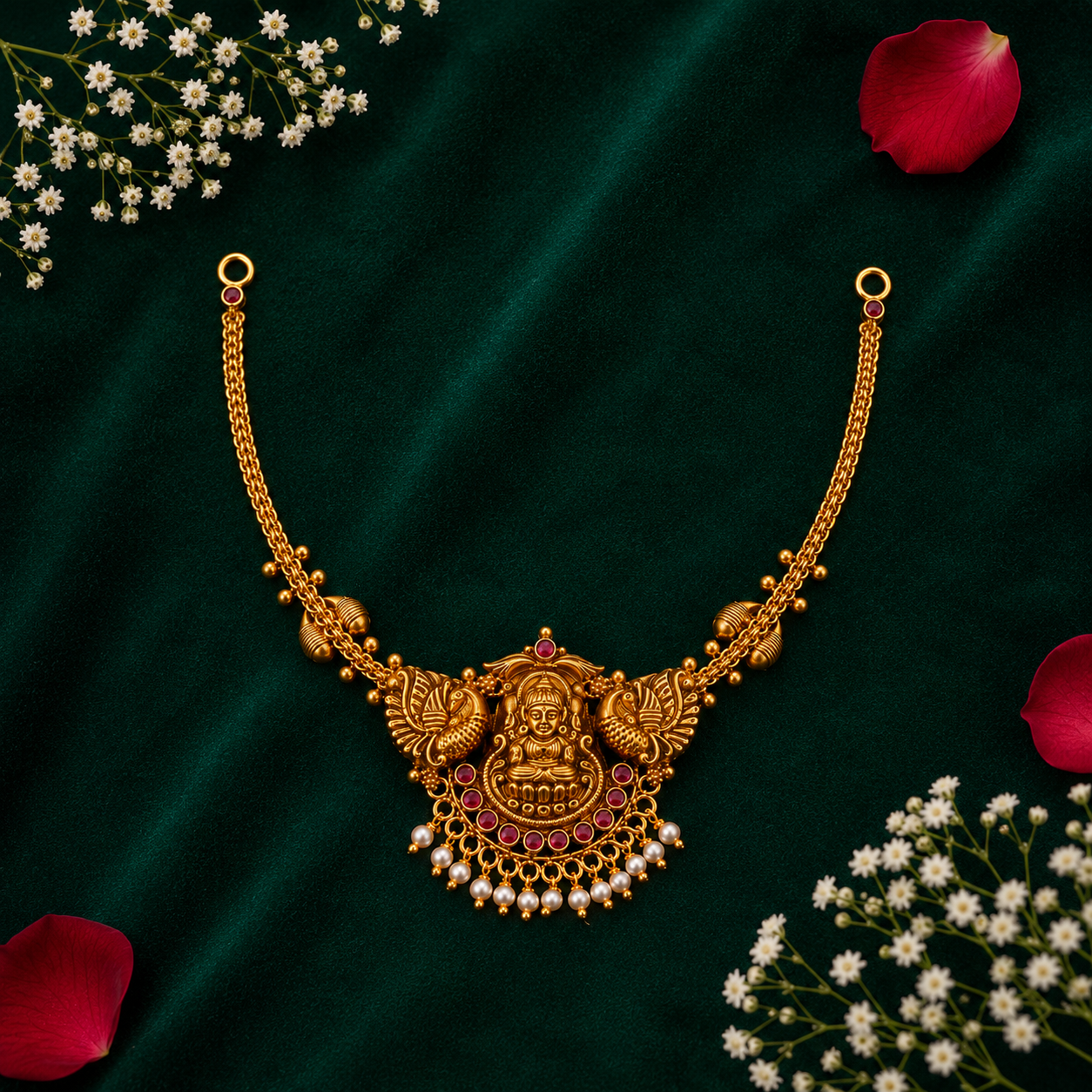 🌼 Kamalapriya Lakshmi Pearl Necklace - 13.655GM