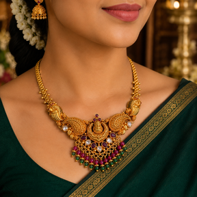 🦚 Sriratnamala Lakshmi Temple Necklace - 12.595GM