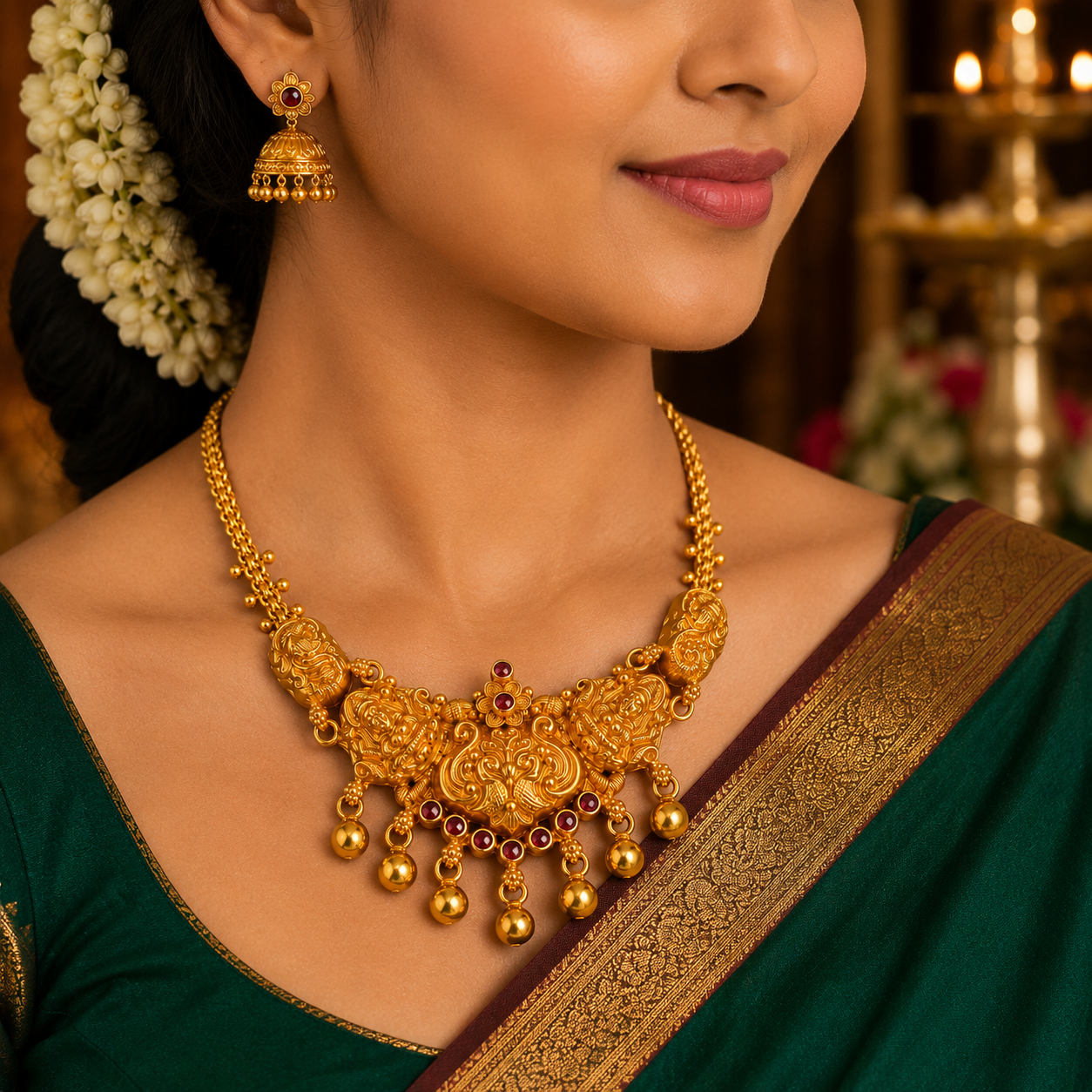 🌺 Manonmani Heritage Temple Necklace - 13.053